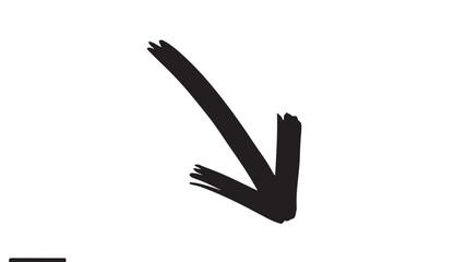 Obraz premium Hand-drawn Black Arrow Down - Vector Illustration