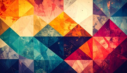 Vibrant Geometric Abstract Background with Textured Triangles.
