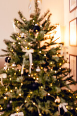 Blurred Christmas Tree with Twinkling Lights