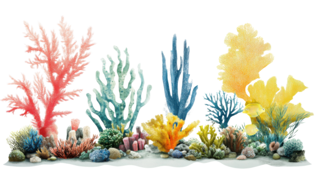 colourfull ocean display on white background 