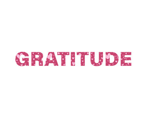Gratitude text effect with pink hearts pattern design