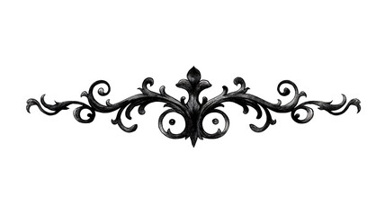 horizontal gothic ornamental divider painterly ink or stonecarved flourish symmetrical design medieval gothic style twisted iron vines and cryptic symbols ele