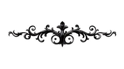 horizontal gothic ornamental divider painterly ink or stonecarved flourish symmetrical design medieval gothic style twisted iron vines and cryptic symbols ele