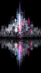 Obraz premium Glitch art poster with rgb channel splits and pixel distortion