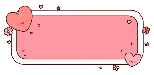 A pink rectangular label with a heartshaped outline a flat vector illustration style a white background a simple design cute and dreamy a cute border decorati