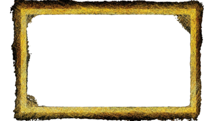 Black background irregular quadrilateral border threedimensional hollowedout center delicate and thin border a hazy colored pencil texture a yellow gradient g