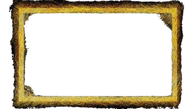 Black background irregular quadrilateral border threedimensional hollowedout center delicate and thin border a hazy colored pencil texture a yellow gradient g