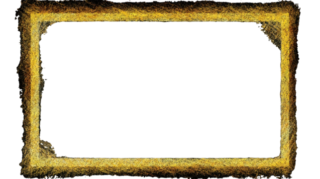 Black background irregular quadrilateral border threedimensional hollowedout center delicate and thin border a hazy colored pencil texture a yellow gradient g