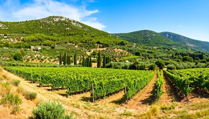 Naklejka premium Panoramic vineyard landscape