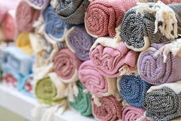 Heap of Rolled Colorful Towels 