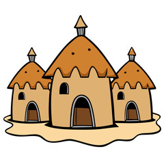 creative details Mud houses Vector Illustration
