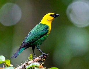 Obraz premium Vibrant bird perched in lush forest