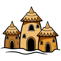 Fototapeta premium creative details Mud houses Vector Illustration