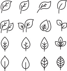 Thin line icon set for leaves leaf icon icons nature ecology plant botany organic flora. Pixel perfect icons editable stroke.