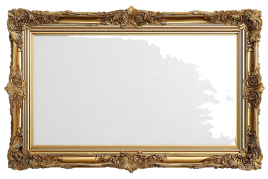 Classic gold frame White background