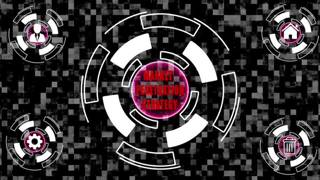 
MARKET PENETRATION STRATEGY Virtual Screen of Future and System with Inscription: Business, Technology, Internet and network concept. Coaching mentoring education business training dev