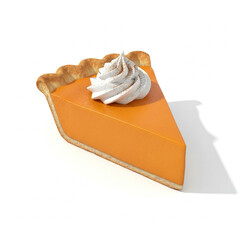 Thanksgiving Pie (Pumpkin Pie Slice) isolated on white background, 3D render.