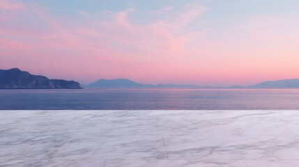 Serene Sunset Over the Sea Marble Terrace Awaits.