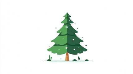 Fototapeta premium Green pine vector illustration of a Christmas tree with a star decoration for the winter holiday season