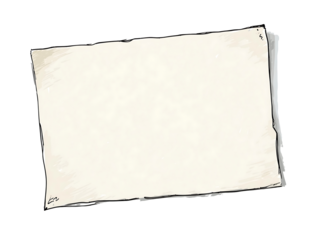 A handdrawn illustration of wide white piece of notepad paper straight soft edges isolated on white background top front view