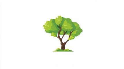 Obraz premium A vibrant illustration of a tree with lush green foliage and a brown trunk, set against a white background.