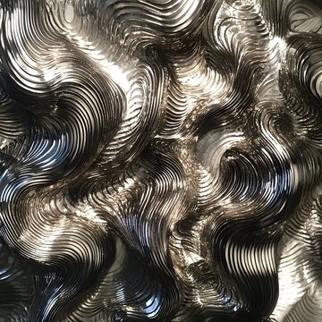 Abstract Metallic Wave Texture Background Silver Ripple Pattern Design