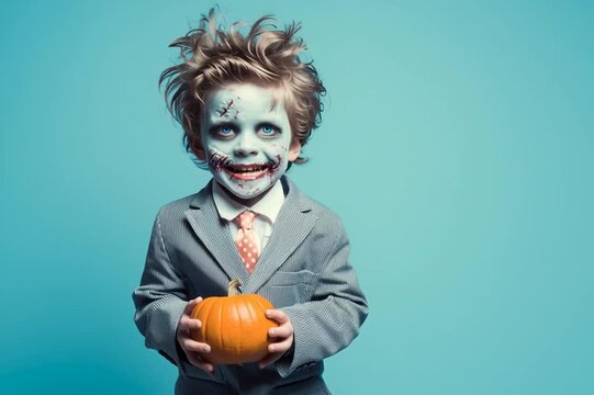 Boy make up as evil for halloween party
