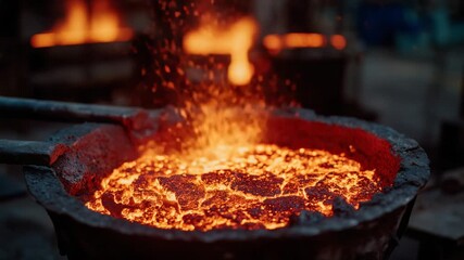 A vivid close-up of molten lithium and rare earth metal alloys blending in a crucible, highlighting essential material processing.