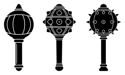 Hindu gada mace weapon silhouette collection