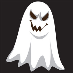 Halloween White Ghost With Devil Eyes Cartoon Character Vector Design