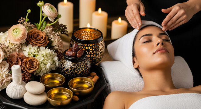 A Moroccan-Inspired Luxury Spa Experience with Argan Oil & Organic Skincare for beauty magazine covers, spa gift voucher designs, premium lifestyle campaigns, wellness retreat invitations