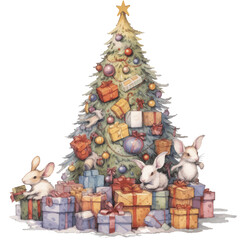 christmas tree and gifts