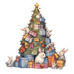 santa claus and christmas tree