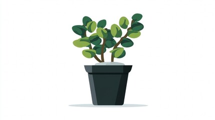 Potted houseplant seedling with green leaves, symbolizing nature's life and growth