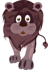 Lion Walking Front Look Cartoon Character Vector Design