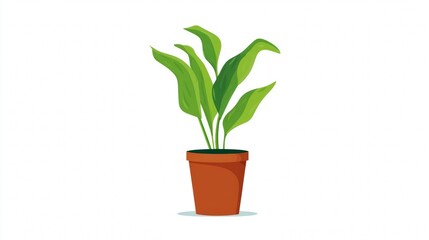 Fototapeta premium Illustration of a plant in a brown pot.