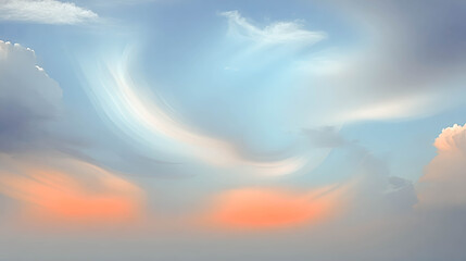 Obraz premium Cloudy Sky With Swirling Patterns During Sunset Illuminating the Horizon in Serene Colors