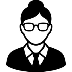 Minimalistic black silhouette of teacher head