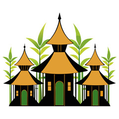 creative details Bamboo houses Vector Illustration