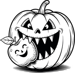 Vector art of halloween pumpkin and apple.