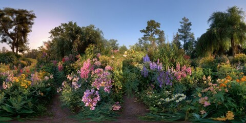 Vibrant flower blooming event botanical garden photography natural setting wide angle floral diversity