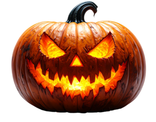 Scary halloween pumpkin lantern isolated on transparent background png