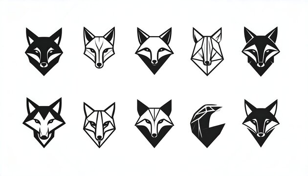 Geometric fox head icons