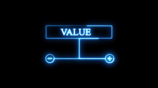 Neon Blue Value Proposition Diagram with Plus Minus Symbols Business Concept Abstract Background