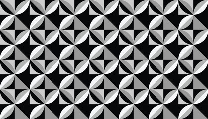 Dynamic monochrome pattern with a repeating tile design of abstract shapes. A versatile vector background that's perfect for fashion, packaging, and digital art