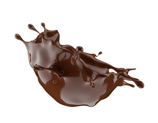 chocolate splash isolated on white background. 3d render