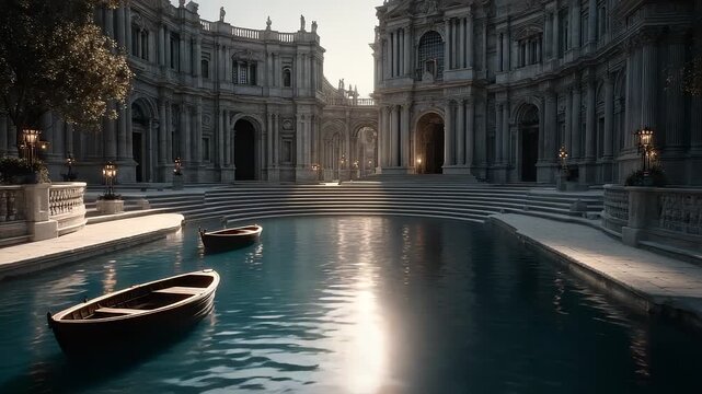 Classical Architecture Water Garden Sparkling