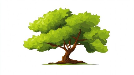 Obraz premium Single green tree with summer leaves and foliage isolated on a white background