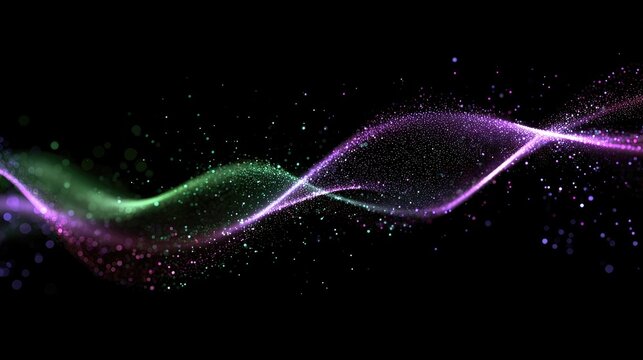 Abstract swirling particle stream on black