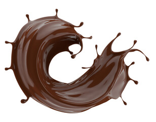 chocolate splash isolated on white background. 3d render